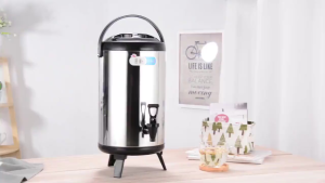 SG Fast Delivery Milk tea bucket stainless steel double insulation bucket with faucet hot and cold thermos water jug
