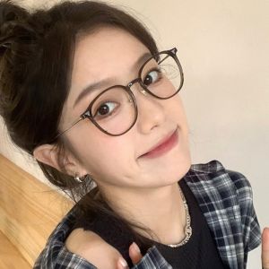 Anti-blue Light Anti-radiation Glasses Luxury Frame Glasses Female Korean Version Big Face Round Face Plain Net Red Glasses Flat