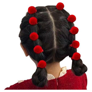 Cute Plush Hair Ties Non-Damaging Furry Thumb Girls Baby Circle Red Elastic Band Lovely New Year Hair Accessories for Kids