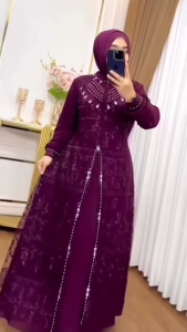 COD Aqila Dress Ceruty Babydoll Brokat Gamis Dewasa Terbaru Viral Dress Wanita Kondangan Kekinian