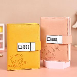 Kawaii Notebook A7 with Lock Notepad Stationery Padlock Kids School Diary Sketchbook Password Planner Organizer Small Note Book
