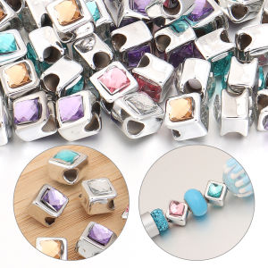 10Pcs/lot Imitation Gem Resin Square Spacer Bracelet Beads Big Hole Charms Bead for Necklace DIY Jewelry Making Accessories