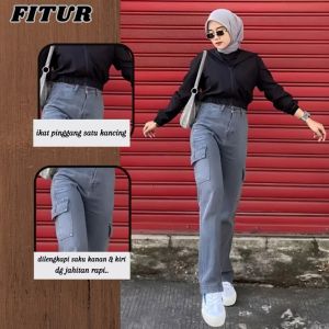 Highwaist Cargo Loose Jeans- Cargo Baggy Highwaist Hands Up Jeans Vol2
