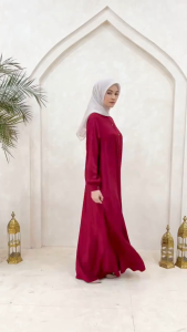 Gamis Kancing Lengan Balon Daster Wanita Viral Full Kancing Bahan Crinkle