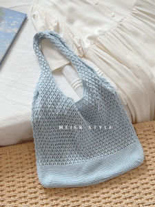 Túi Đeo Vai Đơn Giản Phong Cách Hàn Quốc INS Nghệ Thuật Tươi Mới Rỗng Dệt Bằng Sợi Cotton Túi Tote Mua Sắm Thường Ngày Cho Thanh Thiếu Niên Mùa Hè