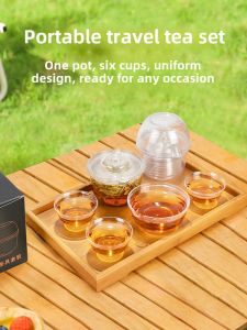 Portable Disposable Tea Set Travel Outdoor Convenient Simple Heat Resistant Loudflower Tableware PP Material Less than 100mL Capacity