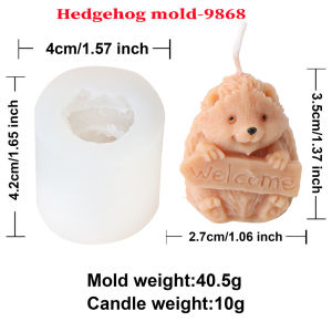 3D Cute Hedgehog Candle Silicone Mold-Animal Shape Read Book Soap Resin Craft Plaster DIY Making Kit Handmade Home Decor Gifts