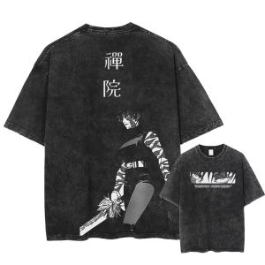 Bandai | Anime Jujutsu Kaisen Print T Shirt Men Summer Zenin Maki Streetwear T-shirt Vintage Washed Short Sleeve Casual Tshirt