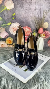 3inch Loafer Womens Fashion Glossy Leather Style Office/ School Shoes 777