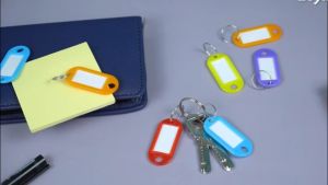 50Pcs Portable Key ID Tags Durable Plastic Key Tags with Split Ring Colorful Keychain Key Tags