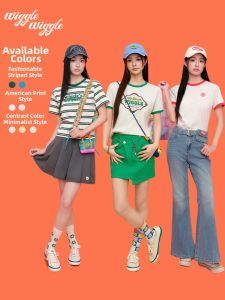 Wiggle Wiggle | Stylish Slim Fit Short T-Shirt Color Block Stripes
