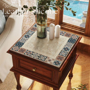 Square Leather Bedside Table Pad American Style Luxury Waterproof No-Wash Dustproof Cover European Style Home Textile Table Mat