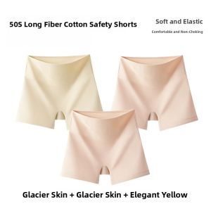 MiiOW | Pure Cotton Safety Pants Underwear Womens Anti-Light 2-in-1 Large Size Seamless Flat Corner Shorts High Waist Briefs Cotton Fabric