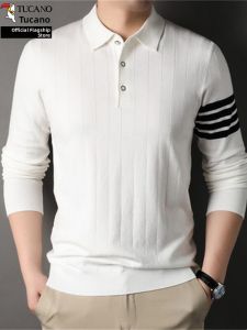 TUCANO | Spring New Vertical Striped Knitwear POLO Shirts