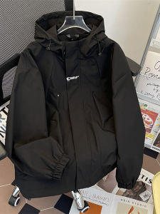 เสื้อแจ็คเก็ตทรงหลวมสำหรับผู้ชาย ฤดูใบไม้ผลิและฤดูใบไม้ร่วง ป้องกันลม ปีนเขา แจ็คเก็ตมีฮู้ด ทรงหลวม ทรงหลวม ทรงหลวม