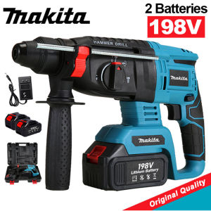 Makita Cordless Impact Drill Full Set With Hammer Electric Hammer Drill Heavy Duty Original Japan Made Brushless Wireless Electtic Drill Power Tools Hammer Drill For Concrete Wall Cordless Hand Drill Rechargeable