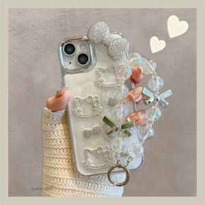 Hellokitty Diamond Decorated Soft Edge Anti-Fall Phone Case for  16 pro Max Creative Personalized Ins Style Protective Cover