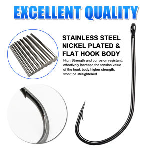 FishTrip Long Shank Drop Shot Hook 25-50pcs Forged Bass Fishing Soft Worm Bait Hook Wacky/Neko Rig for Saltwater Freshwater