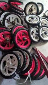 Bánh xe đạp thay thế cho xe đạp trẻ em đường kính 28cm (12 inch) loại bánh đúc đặc ruột trước / sau màu hồng / trắng