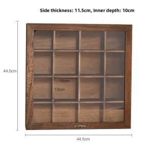 Dustproof Wooden Desktop Storage Box Multi-grid Jewelry Storage Box Glass Display Cabinet Solid Wood Tea Set Cabinet Tea Stand