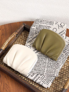 2025 New Short Wallet for Women Lightweight Pleated Cute Small Pure Color Coin Card Holder PU Soft Surface Crossbody Bag