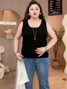 เสื้อกั๊กสายเดี่ยวสีดำไซส์ใหญ่ ทรงหลวม แขนกุด ใส่ได้ตลอดทั้งปี สำหรับผู้หญิง แฟชั่นฤดูร้อน 2024 ทรงเข้ารูป