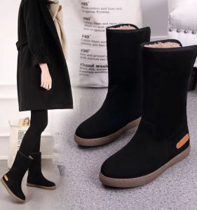 Giày Bốt Đi Tuyết Mùa Đông 2023 Cho Nữ Đế Phẳng Ấm Áp Hai Mặt Chống Trượt Lót Lông Cừu Cao Đến Giữa Bắp Chân