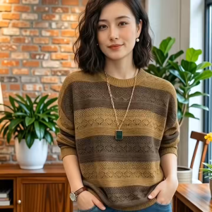 TTQQ Womens Fashion Knit Top Loose Hollow Round Neck T-shirt