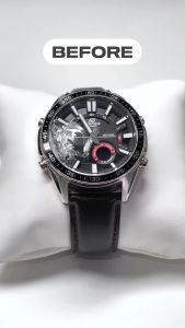 Casio Edifice นาฬิกาข้อมือผู้ชาย สายสายหนังแท้ รุ่น EFV-C100LEFV-C100L-1AEFV-C100L-1AV (CMG) - สีดํา