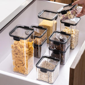 4pcsSets Kitchen Stackable Sealed Jar Plastic Food Storage Box Multigrain Tank Bottle Dried Fruit Tea Storage Containers