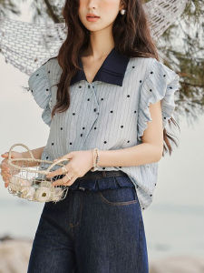 Áo Sơ Mi Tay Ngắn Kẻ Caro Mùa Hè Cho Nữ Thiết Kế Thanh Lịch Áo Chui Đầu Vải Polyester Áo Chui Đầu Dáng Ôm