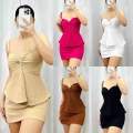MATILDA TERNO COORDINATES Peplum Top and Skirt 2in1 Bark crepe. 