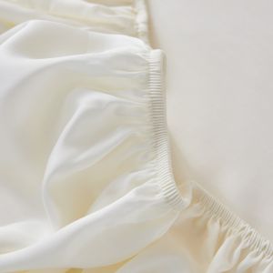 1pc Bed Fitted Sheet Luxury Simple Solid White Home Hotel Natural Cool Feeling Lyocell 152*203cm Mattress Cover 18" Deep Pocket