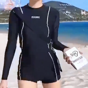 Korean Rashguard Two Piece Swimwear Long Sleeve Swimsuit Beach Wear