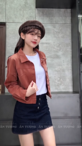 Áo khoác KAKI croptop mã AK002 phong cách cổ điển nhỏ nhắn dễ phối rộng rãi Hàn Quốc