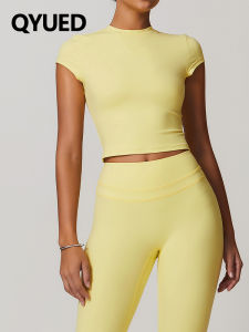 QYUED | Short Stretchy Fitted Yoga Top Quick Drying