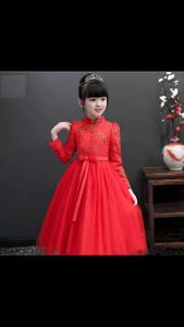 DRESS ANAK IMLEK CHEONGSAM QIPAO SATIN TILLE BORDIR TUTU