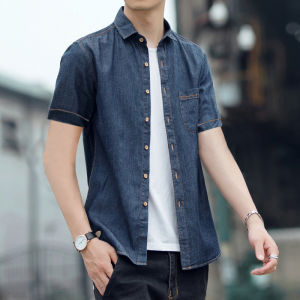 Summer New Arrival Men Pure Cotton Loose Casual Denim Shirt Menswear Thin Short Sleeve Shirt Trendy plus Size Outwear