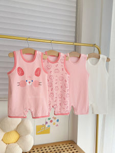 cat and  fish | Summer Sleeveless Cotton Boneless Onesie Sleepwear