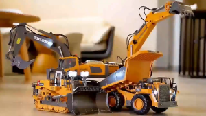 SG Stock】Extra large childrens remote-controlled excavator toy car rechargeable boy alloy excavator full set