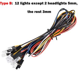 DUMBORC 12LED Light Kit 5mm 3mm Simulate Car Lamp Set for 1/8 1/10 RC Drift Truck On-road Car Tank TAMIYA 4WD Axial SCX10
