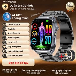 GUHUAVMI | Đồng Hồ Thông Minh Theo Dõi Sức Khỏe ECG AI Chẩn Đoán Dành Cho Nam Giới Đo Huyết Áp Lipid Axit Uric Thiết Bị Theo Dõi Thể Dục Tích Hợp Android Với Chức Năng Hỏi Đáp AI-GPT