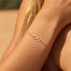 Waterproof 18k Gold Plated Infinity Symbol Bracelet Stainless Steel Chain Minimalist Fashion Jewelry Daily Wear Gift For Women
