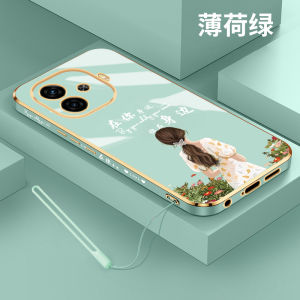 Fashionable Luxury High-End Electroplated Straight Edge Phone Case for Vivo IQOO Z9 Z9 Turbo Protective Cover for Girls Creative Trendy Silicone Shockproof