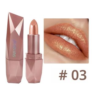 ลิปสติกกลิตเตอร์เมทัลลิกสีม่วงเข้ม กันน้ำ ติดทนนาน ประกายมุก สีชัด ลิปทินท์ประกายวิ้ง