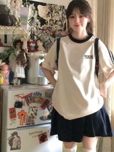 Girls Short Sleeve T-Shirt Summer New Style 12 Years Old 13 Years Old Versatile Korean Version Internet Celebrity Favorite Top