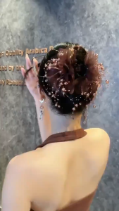 Single Korean Coral Double Flower Light Luxury Tassel Catching Womens Commuting Hair Accessories