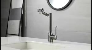 SXH Mechanical Arm Universal Rotating Basin Faucet Gray Stainless Steel Fortune Cat Dual Energy Washbasin Hot and Cold Water Faucet