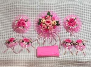 พร้อมส่ง ดอกไม้ติดรถเจ้าบ่าวงานแต่งงาน-10.ชมพูพรีเมี่ยม ดอกกุหลาบใหญ่ Set 8ชิ้น