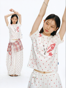 JNXS | Starry Sky Cooling Embroidery Short-sleeved T-shirt Set